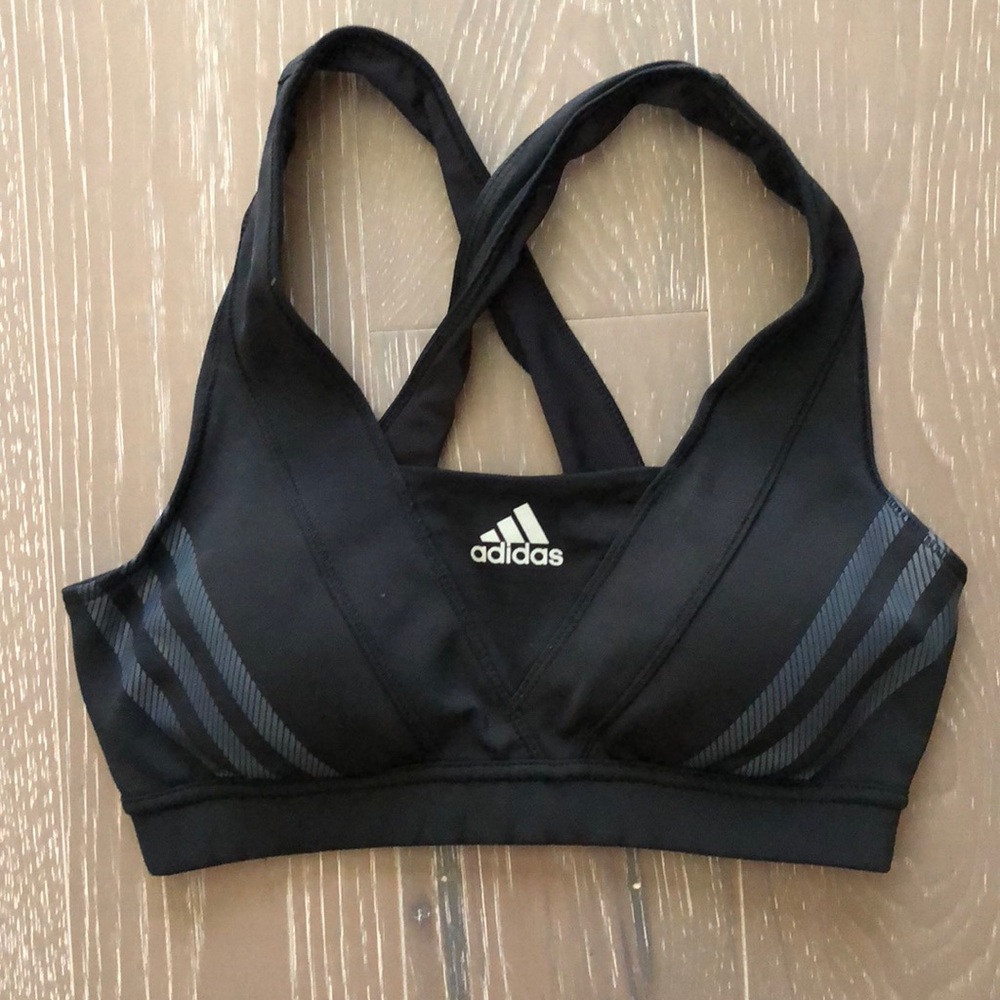 Adidas padded cross back black sports bra Small